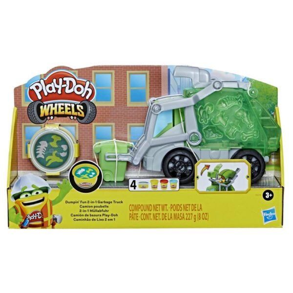 Play-Doh Wheels Dumpin' Fun 2-in-1 Garbage Truck with Garbage Compound and 3 Cans F5173 - Image 2