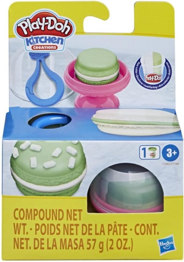 Play-Doh Kitchen Creations Clip-On Macaron Set with 1 Can of Duo-Color Non-Toxic Modeling Compound, Multicolor F1985 - Image 3