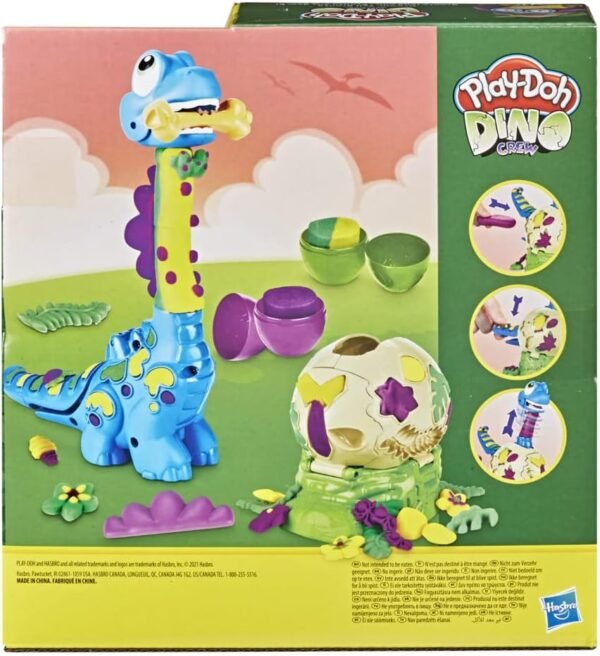 Play-Doh Dino Crew Growin' Tall Bronto Toy Dinosaur with 2 Play-Doh Eggs F1503 - Image 3