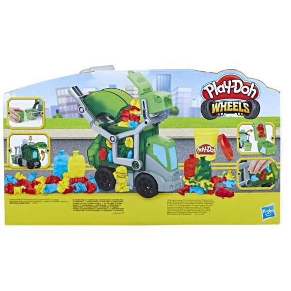 Play-Doh Wheels Dumpin' Fun 2-in-1 Garbage Truck with Garbage Compound and 3 Cans F5173 - Image 3