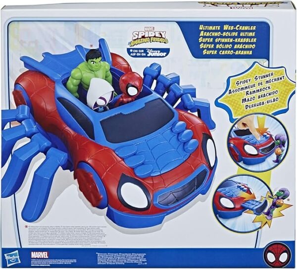 Spidey and His Amazing Friends Ultimate Web-Crawler, With Spidey Stunner Feature And 4-Inch Spidey Figure F1460 - Image 4