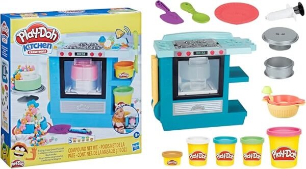 Play-Doh Kitchen Creations Rising Cake Oven Playset with 5 Cans, Non-Toxic F1321 - Image 5