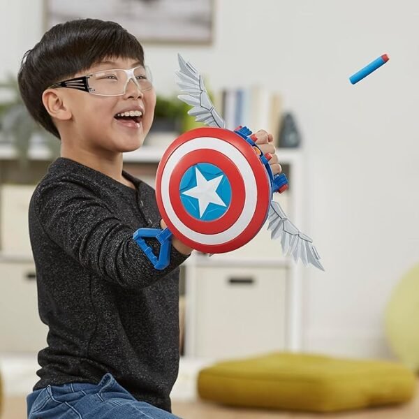 Marvel Mech Strike Mechasaurs Captain America Redwing Blaster, NERF Blaster with 3 Darts F8001 - Image 6