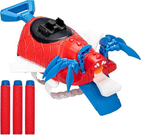 Marvel Mech Strike Mechasaurs Spider-Man Arachno Blaster, NERF Blaster with 3 Darts F6677