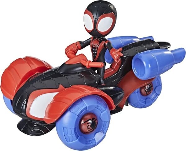 Marvel Spidey and His Amazing Friends Change 'N Go Techno-Racer And 4-Miles Morales: Spider-Man Action Figure F1945 - Image 2