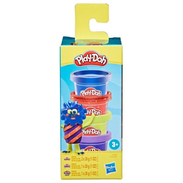 Play-Doh Monster Mini Color 4-Pack of Modeling Compound with Glitter and Metallic Colors, 1-Ounce Cans, Non-Toxic F7569 - Image 2