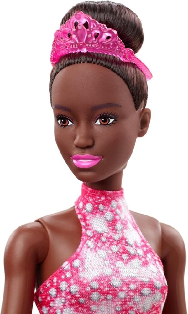 Barbie Winter Sports Figure Skater Doll Brunette (30 cm) with Pink Dress, Jacket, Rose Bouquet and Trophy HCN31 - Image 2