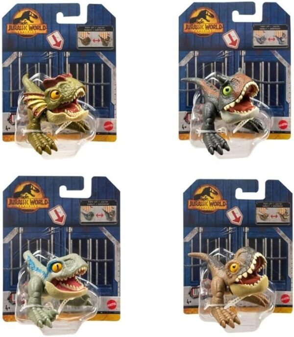 Jurassic World Uncaged Pop Ups Set of 4 Figures (Tyrannosaurus Rex, Carnotaurus, Dilophosaurus, Velociraptor Blue) HFR10 - Image 2