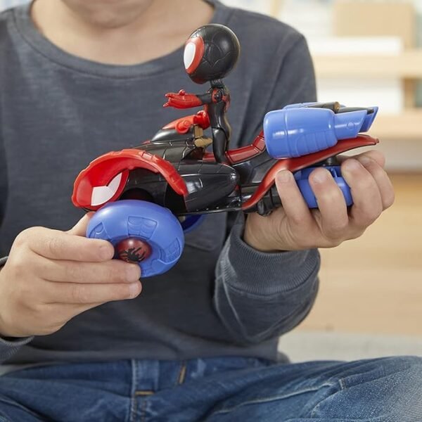 Marvel Spidey and His Amazing Friends Change 'N Go Techno-Racer And 4-Miles Morales: Spider-Man Action Figure F1945 - Image 6