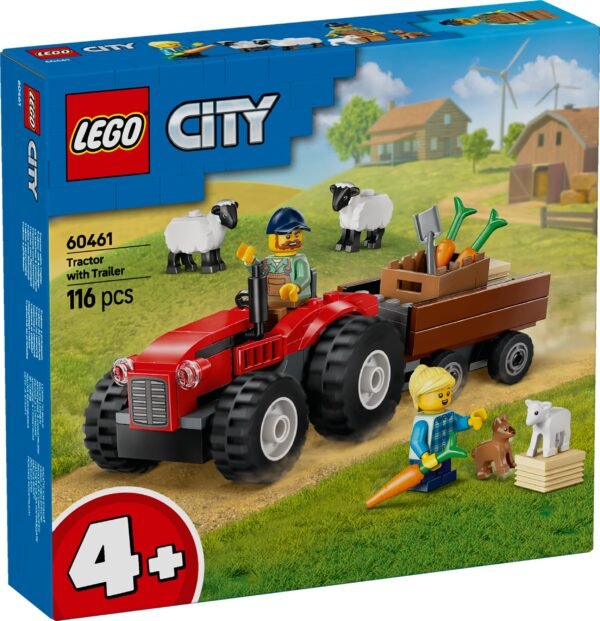 LEGO CITY RED FARM TRACTOR WITH TRAILER & SHEEP