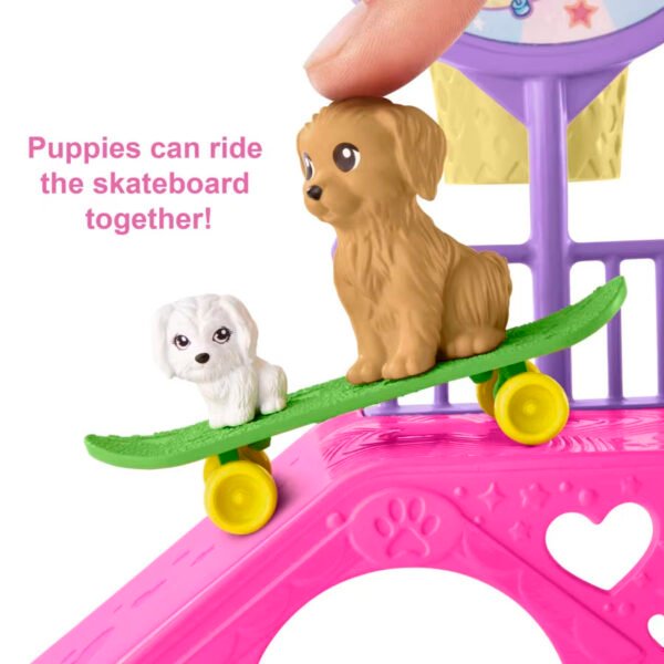 Barbie Chelsea Doll And Accessories, Skatepark Playset With 2 Puppies And 15+ Pieces HJY35 - Image 3