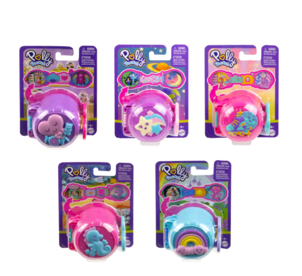 Polly Pocket Pocket On The Go Fun Collection Of Mini Playsets With 1 Doll, Moving Features & Clip Assortment HRD73