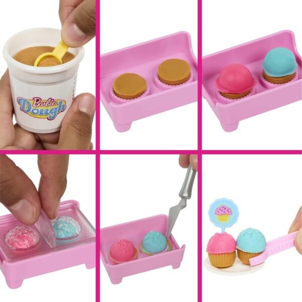 Barbie Malibu Roberts - 18 Piece Doll and Playset for Baking, Includes Mouldable Dough and Moulds for Donuts, Croissants and Cupcakes HJY19 - Image 4