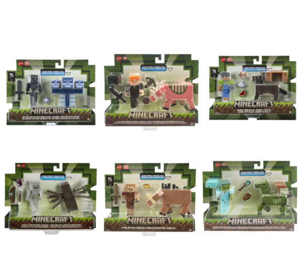 Minecraft Toys, 3.25-inch Action Figure 2-Packs, 2 Figures and 2 Accessories HTL88