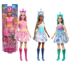 Barbie Unicorn Doll With Pink Hair, Ombre Outfit And Unicorn Accessories -Assorted HRR13