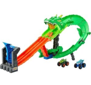 Hot Wheels Monster Trucks Dragon Destruction Monster Truck and Track Playset JGB06