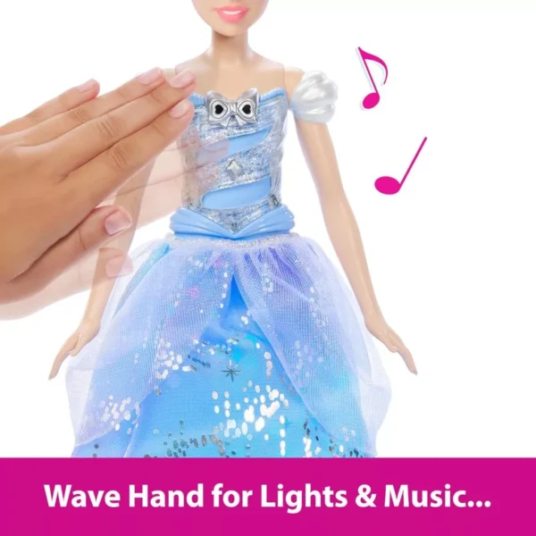 Disney Princess Cinderella Light-Up Dress Fashion Doll with Sounds & Magic Wand Activation, Enchanted Ballgown JBF94 - Image 3