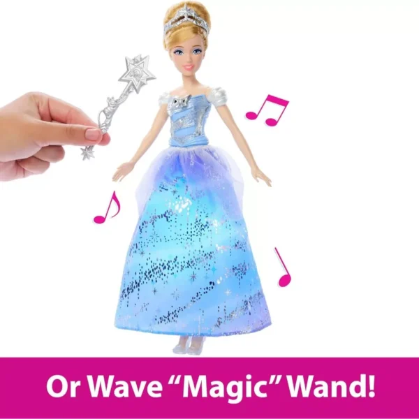 Disney Princess Cinderella Light-Up Dress Fashion Doll with Sounds & Magic Wand Activation, Enchanted Ballgown JBF94 - Image 4