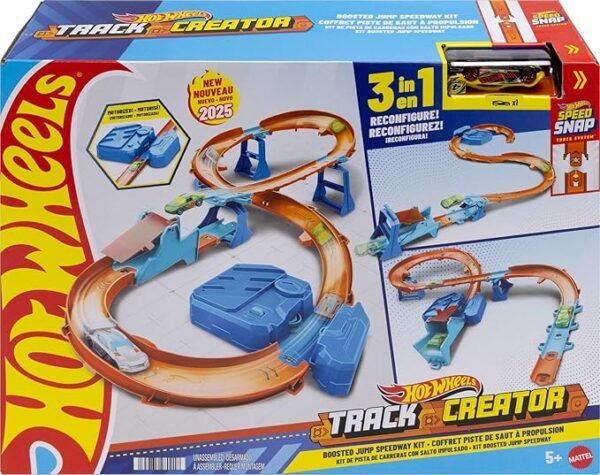 Hot Wheels Deluxe Circuit Building Kit with Motorized Thruster, 1/64 Scale Vehicle and Speed Snap Track JDB49 - Image 6