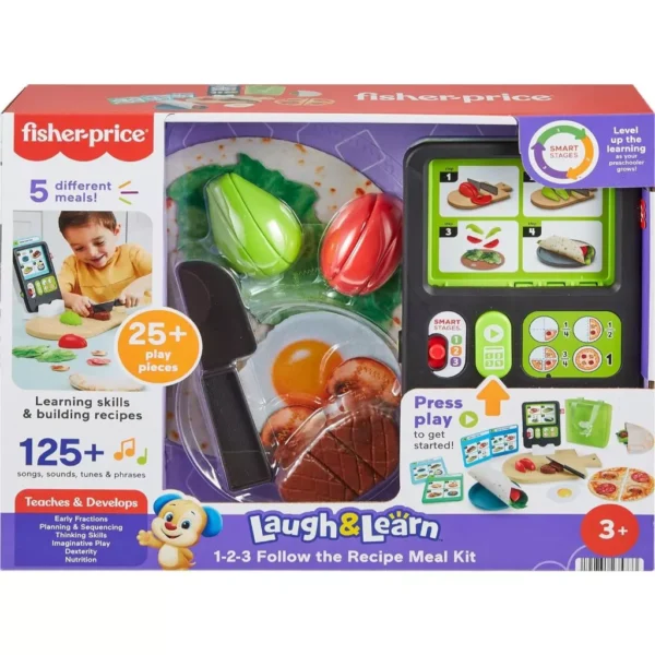 Fisher-Price Laugh & Learn 123 Follow The Recipe Meal Kit Preschool Pretend Playset, 30 Pieces HXP20 - Image 7