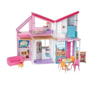 Barbie Malibu House Dollhouse Playset With 25+ Furniture And Accessories (6 Rooms) FXG57