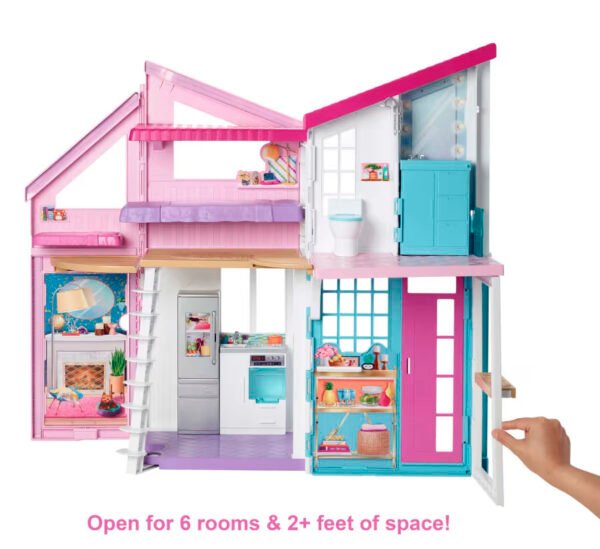 Barbie Malibu House Dollhouse Playset With 25+ Furniture And Accessories (6 Rooms) FXG57 - Image 3