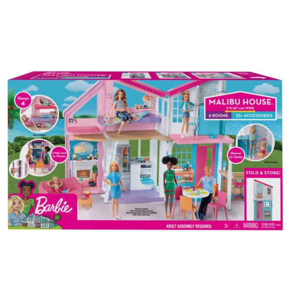 Barbie Malibu House Dollhouse Playset With 25+ Furniture And Accessories (6 Rooms) FXG57 - Image 6