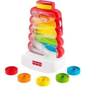 Fisher-Price Drop Through Rock-A-Stack Baby & Toddler Developmental Activity Toy, 5 Coins JLB81