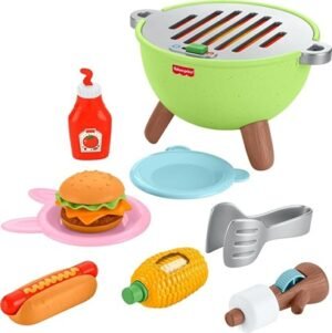 Fisher-Price Friendship Forest Activity Grill Pretend Food Play Set For Toddlers & Kids, 14 Pieces JLB82