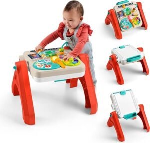 Fisher-Price Laugh & Learn 4-In-1 Activity Table & Easel, Electronic Learning Toy For Baby & Toddler JDL65