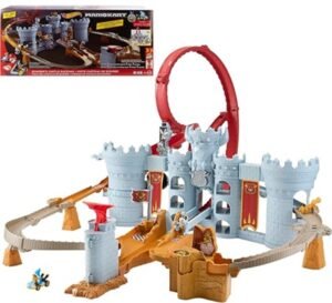 Hot Wheels Mario Kart Bowser's Castle Track Set With 1:64 Scale Die-Cast Kamek Toy Vehicle & Storage JHD24